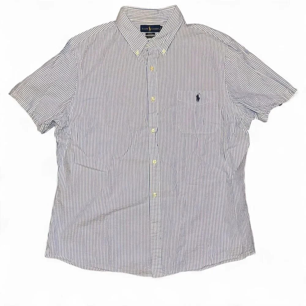Polo Ralph Lauren seersucker Slim fit Untucked Fit short sleeve button-up XXL